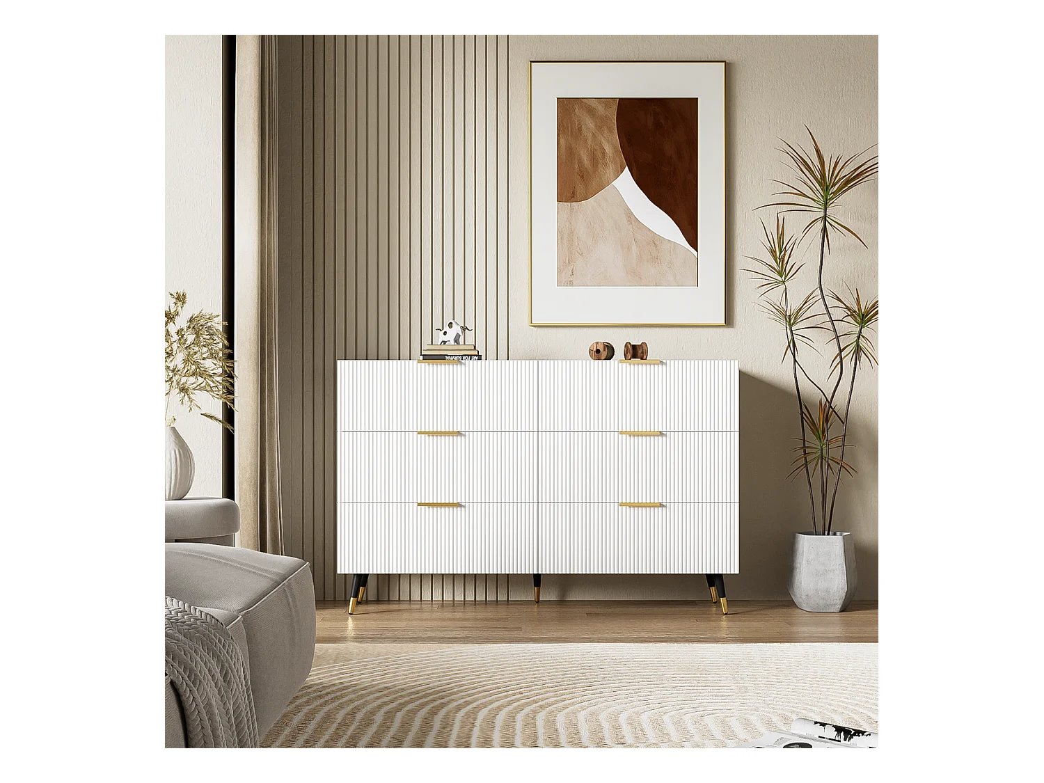 Buffet élégant au design moderne, avec tiroirs, grand espace de rangement, idéal salon, salle à manger et chambre