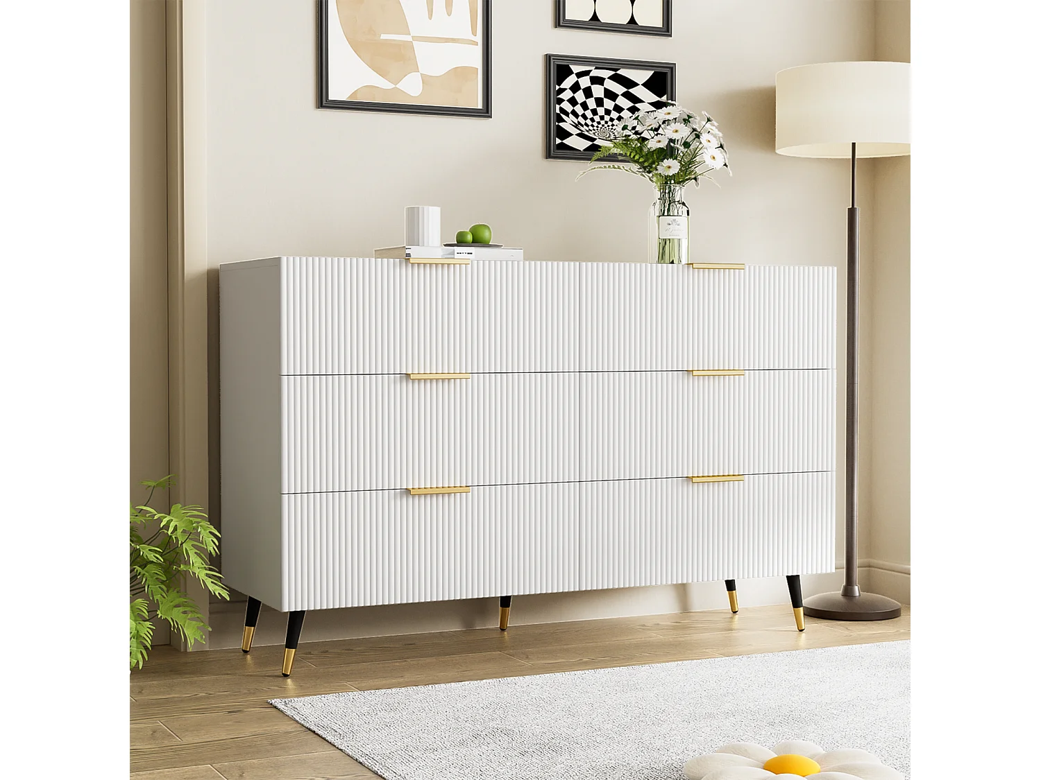 Elegante aparador de diseño moderno, con cajones, gran espacio de almacenamiento, ideal para sala, comedor y dormitorio.