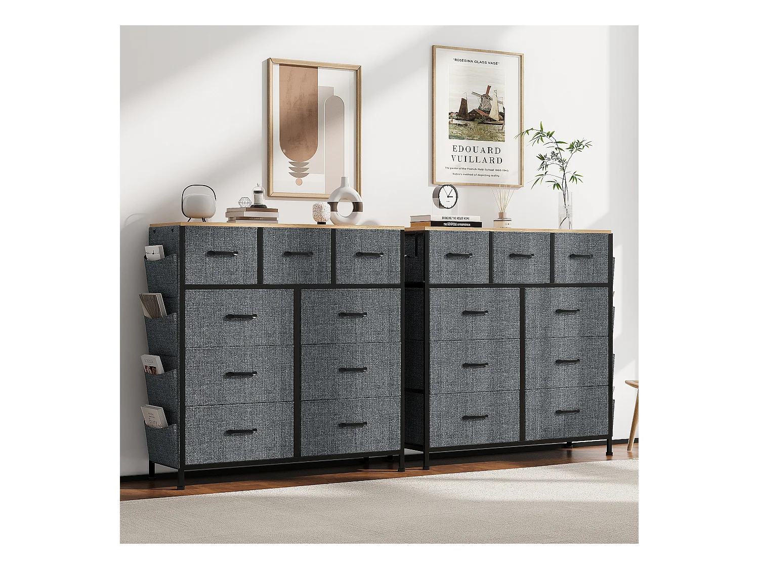 Commode textile 9 tiroirs en tissu non tissé 80 g, rangement pratique et léger pour chambre, salon ou bureau, design moderne