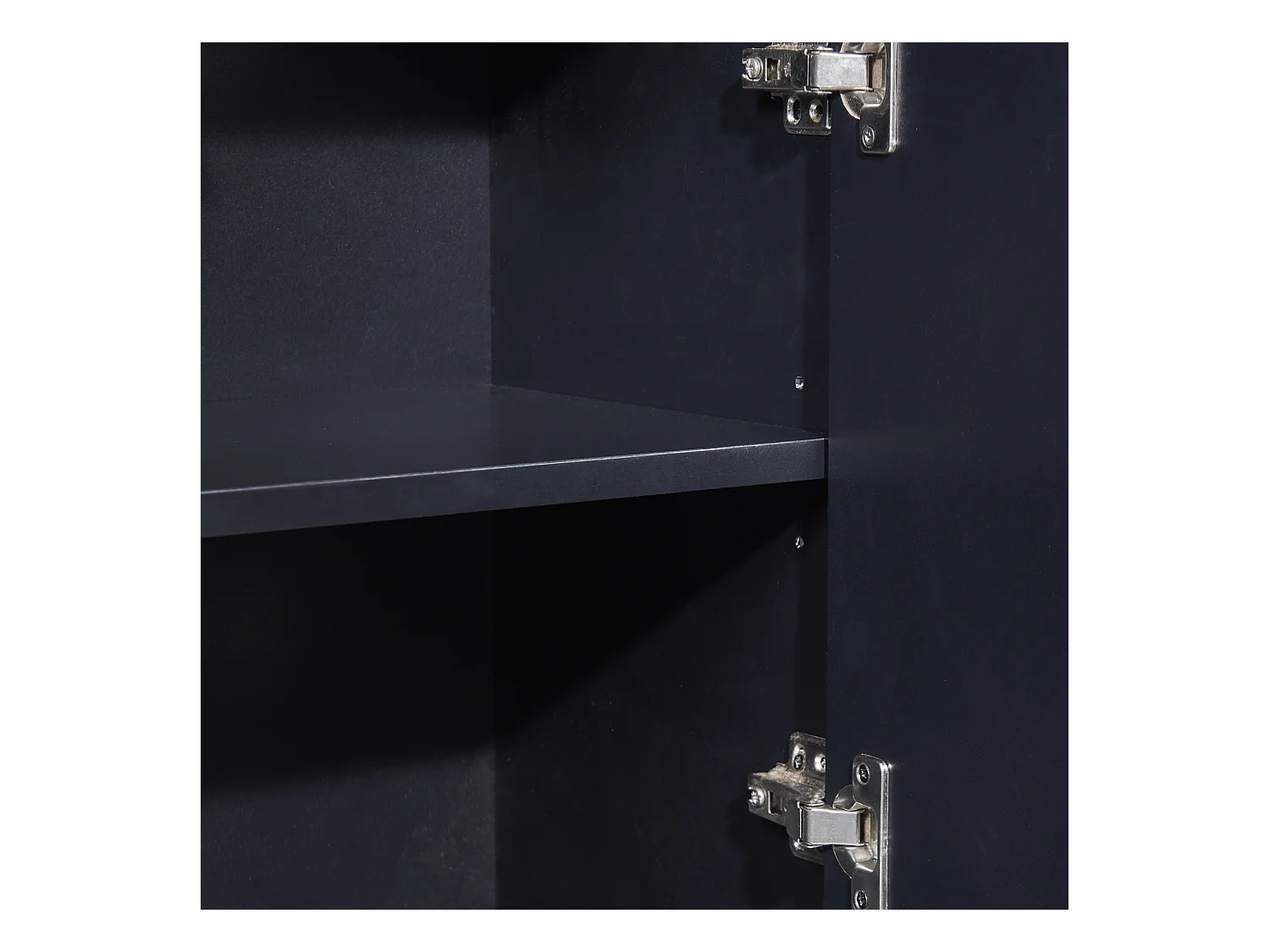 Buffet moderne 4 portes sans poignées – Design minimaliste noir, élégant et pratique pour salle à manger, salon et cuisine