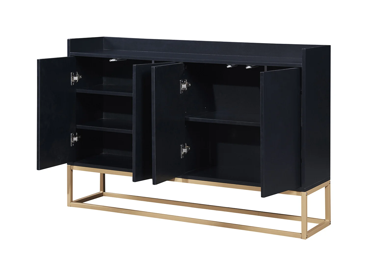 Buffet moderne 4 portes sans poignées – Design minimaliste noir, élégant et pratique pour salle à manger, salon et cuisine