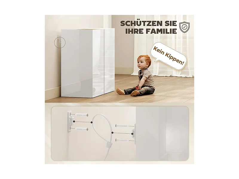 Buffet/commode avec portes à fermeture douce et étagères réglables – Idéal pour salon, cuisine ou salle à manger – Blanc