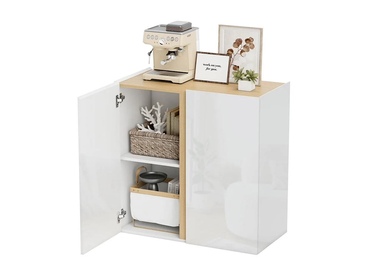 Buffet/commode avec portes à fermeture douce et étagères réglables – Idéal pour salon, cuisine ou salle à manger – Blanc