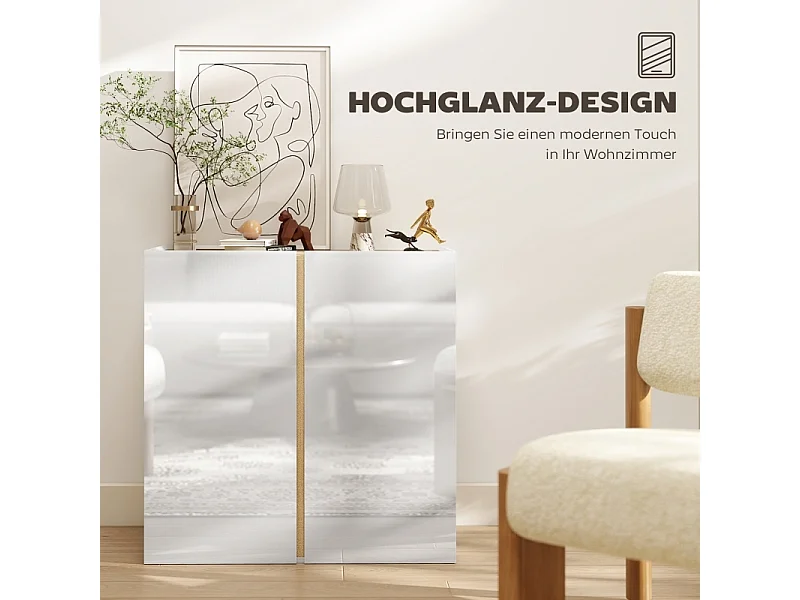 Aparador/Cómoda con puertas de cierre suave y estantes ajustables - Ideal para sala, cocina o comedor - Blanco