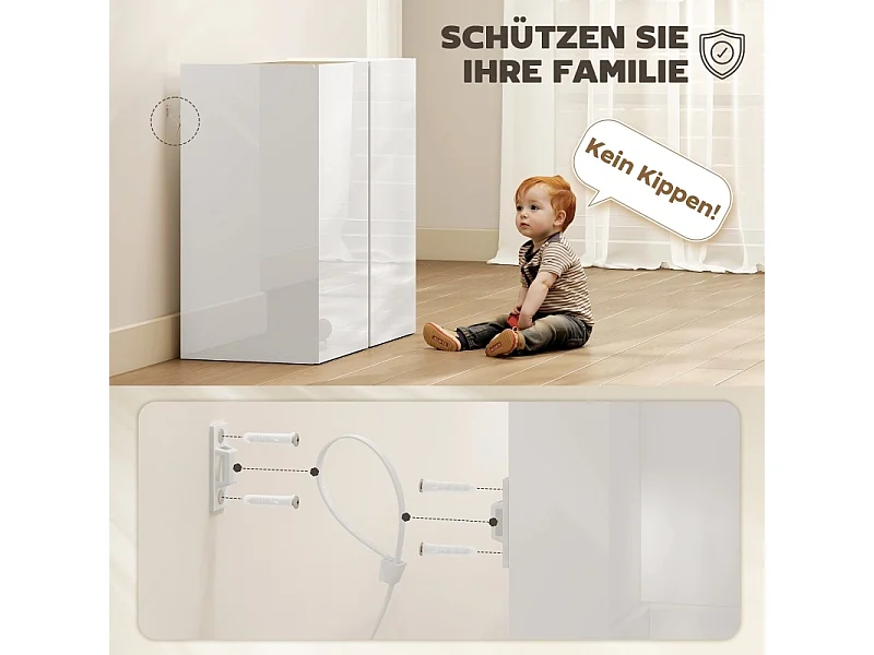 Aparador/Cómoda con puertas de cierre suave y estantes ajustables - Ideal para sala, cocina o comedor - Blanco