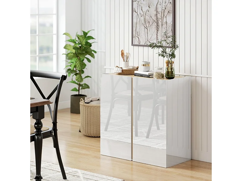 Aparador/Cómoda con puertas de cierre suave y estantes ajustables - Ideal para sala, cocina o comedor - Blanco