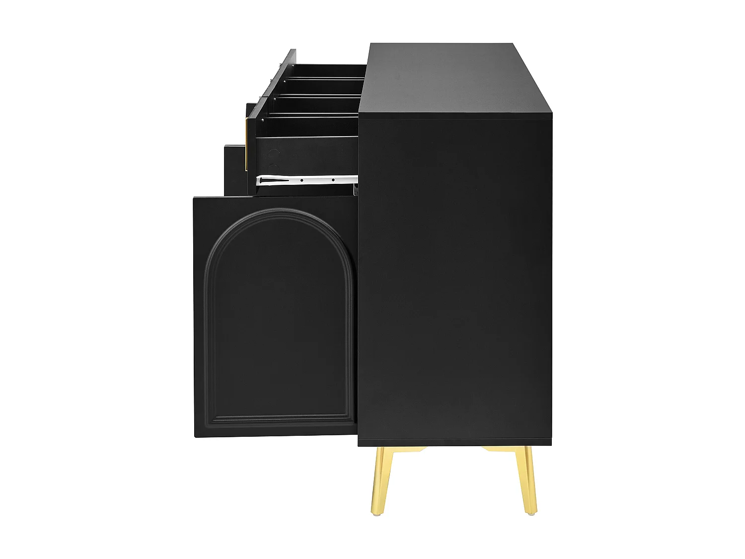 Dressoir met gouden handgrepen en poten, 4 deuren en 4 lades, uitneembare planken, veel opbergruimte, ideaal voor woonkamer en eetkamer