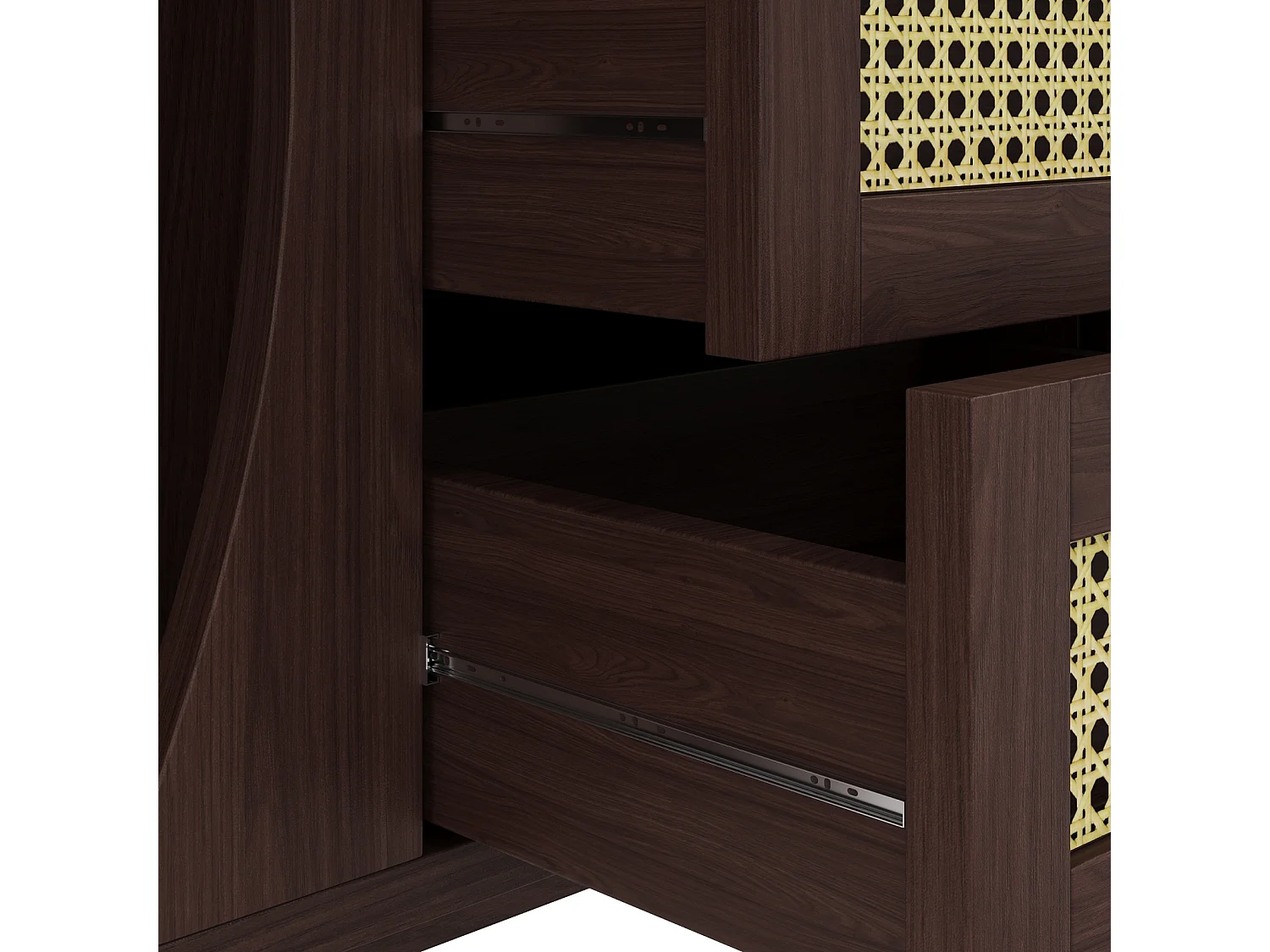 Rotan dressoir met schuifdeuren – Verstelbare planken en afgeronde bovenkant – Design ladekast voor woonkamer of slaapkamer