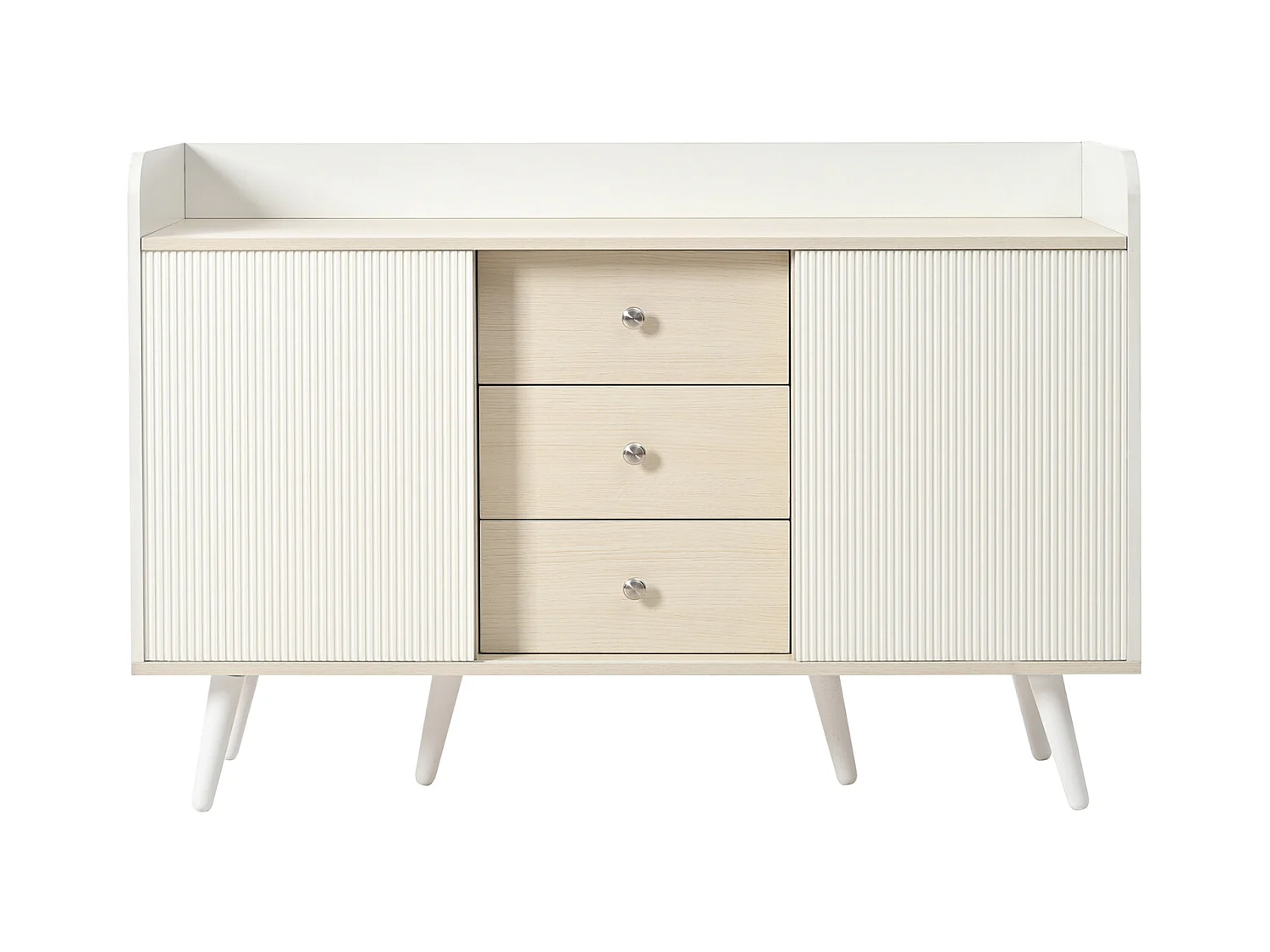 Buffet avec 3 tiroirs – Belle finition bois moderne avec étagères de rangement – Pour chambre et salon – L117,5 cm