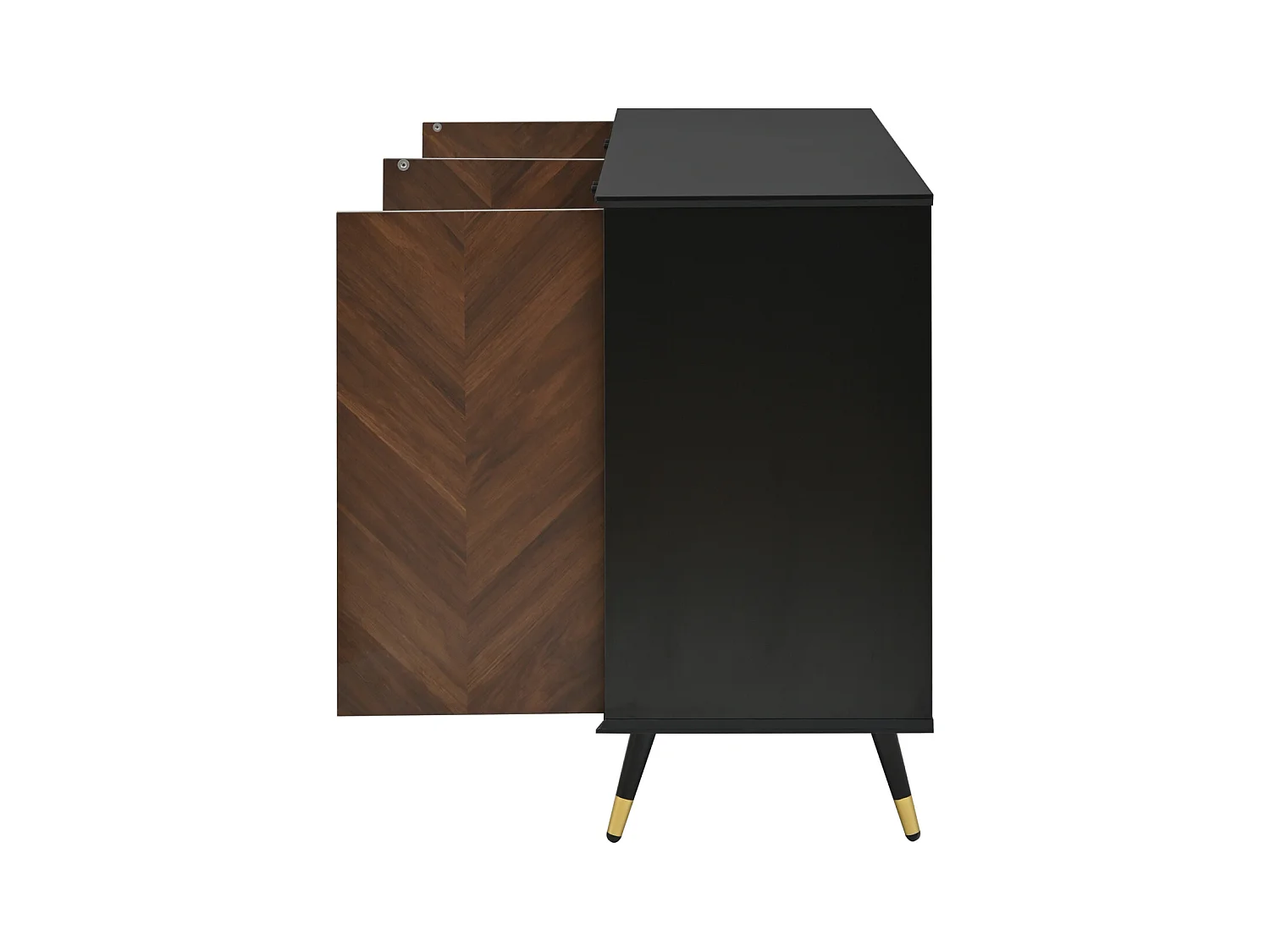 Buffet moderne avec 4 portes et étagères réglables – MDF avec pieds en métal – Meuble de rangement pour salon, couloir et salle à manger