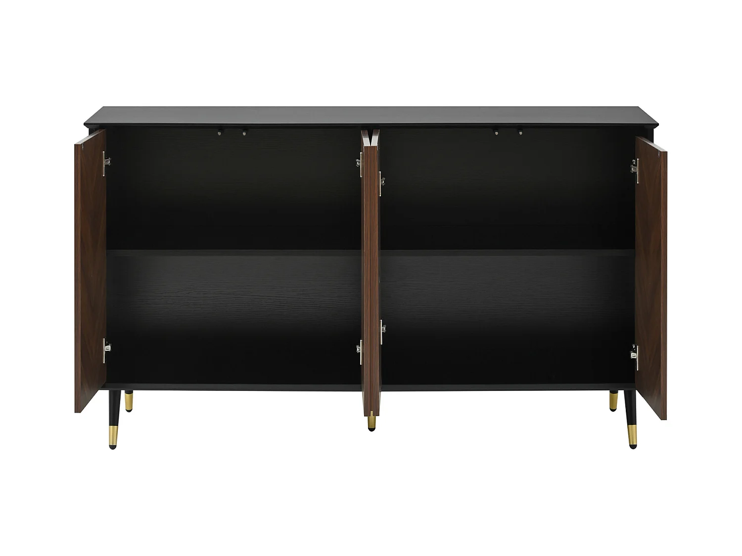 Buffet moderne avec 4 portes et étagères réglables – MDF avec pieds en métal – Meuble de rangement pour salon, couloir et salle à manger