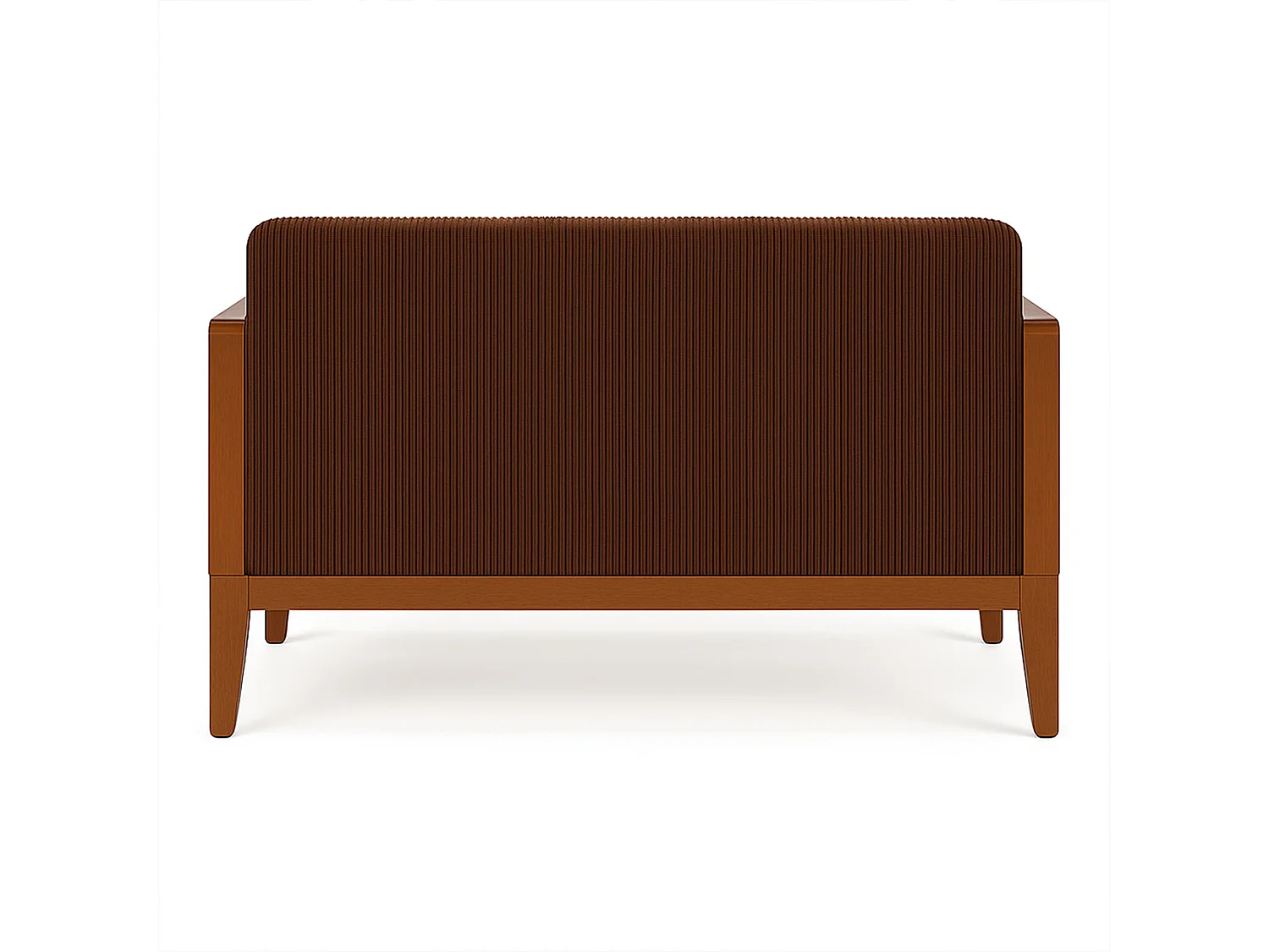 Boca Duo - Sofá 2 Lugares 143x80x84,5 cm Sofá Pequeno em Madeira Maciça Nogueira e Polirratã com Almofadas Castanhas