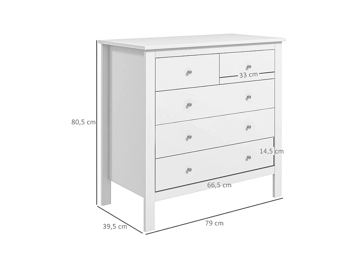 Commode/Buffet 79 x 39,5 x 80,5 cm – Ouverture/fermeture silencieuse avec protection anti-basculement – Blanc