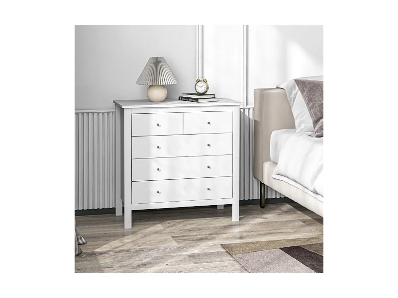Ladekast/dressoir 79 x 39,5 x 80,5 cm – Geruisloos openen/sluiten met kantelbeveiliging – Wit