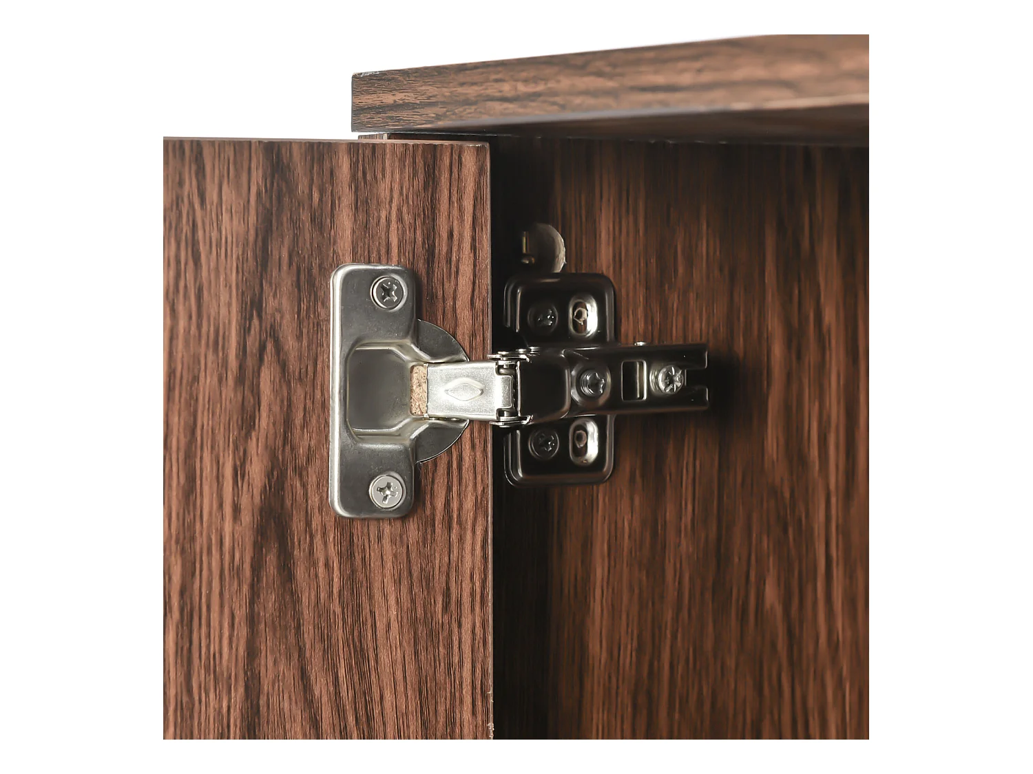 Buffet 3 portes avec grand espace de rangement, portes en placage bois massif à texture concave et convexe, Petit meuble avec finition