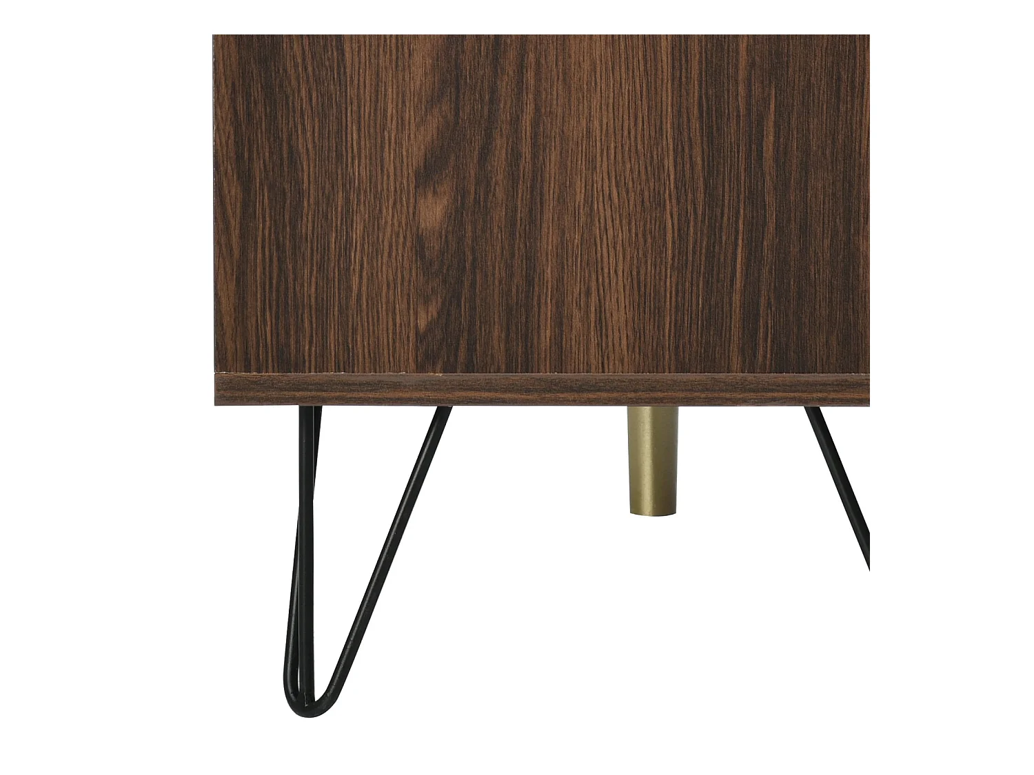 Buffet 3 portes avec grand espace de rangement, portes en placage bois massif à texture concave et convexe, Petit meuble avec finition