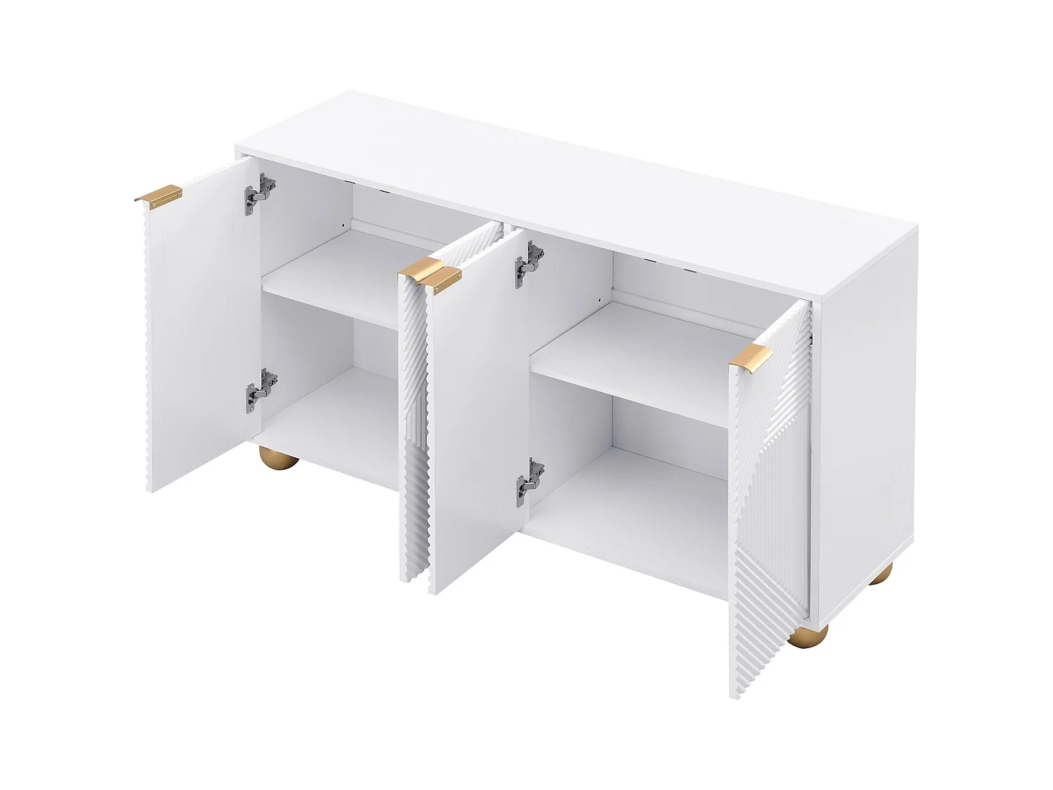 Buffet 4 portes avec étagères réglables, poignées en métal – Meuble de rangement élégant pour salon ou salle à manger