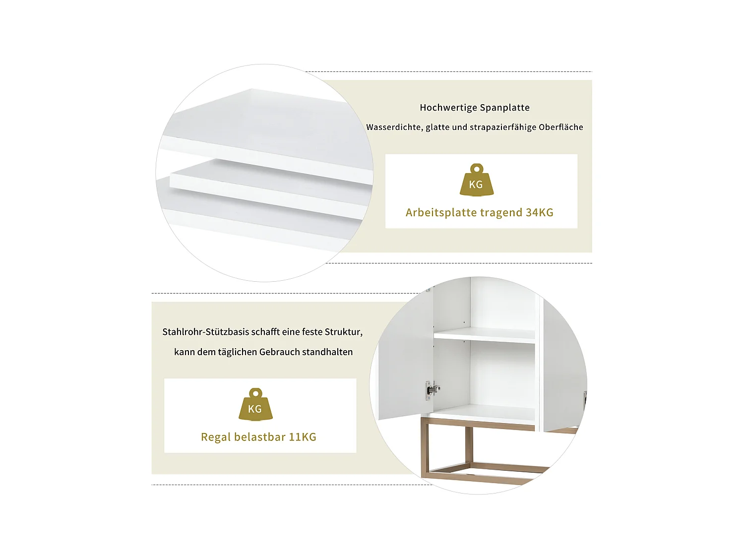 Buffet moderne minimaliste 4 portes sans poignées – Meuble élégant pour salle à manger, salon et cuisine – Blanc