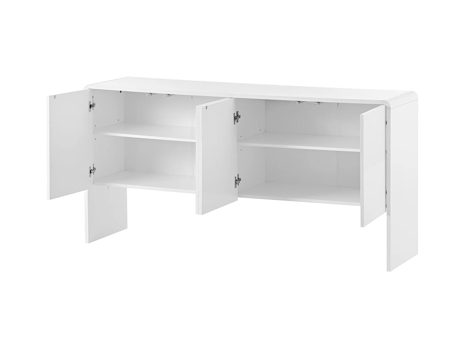 Buffet minimaliste blanc – Grand espace de rangement – 4 portes avec système push-open – Meuble pour salon et entrée