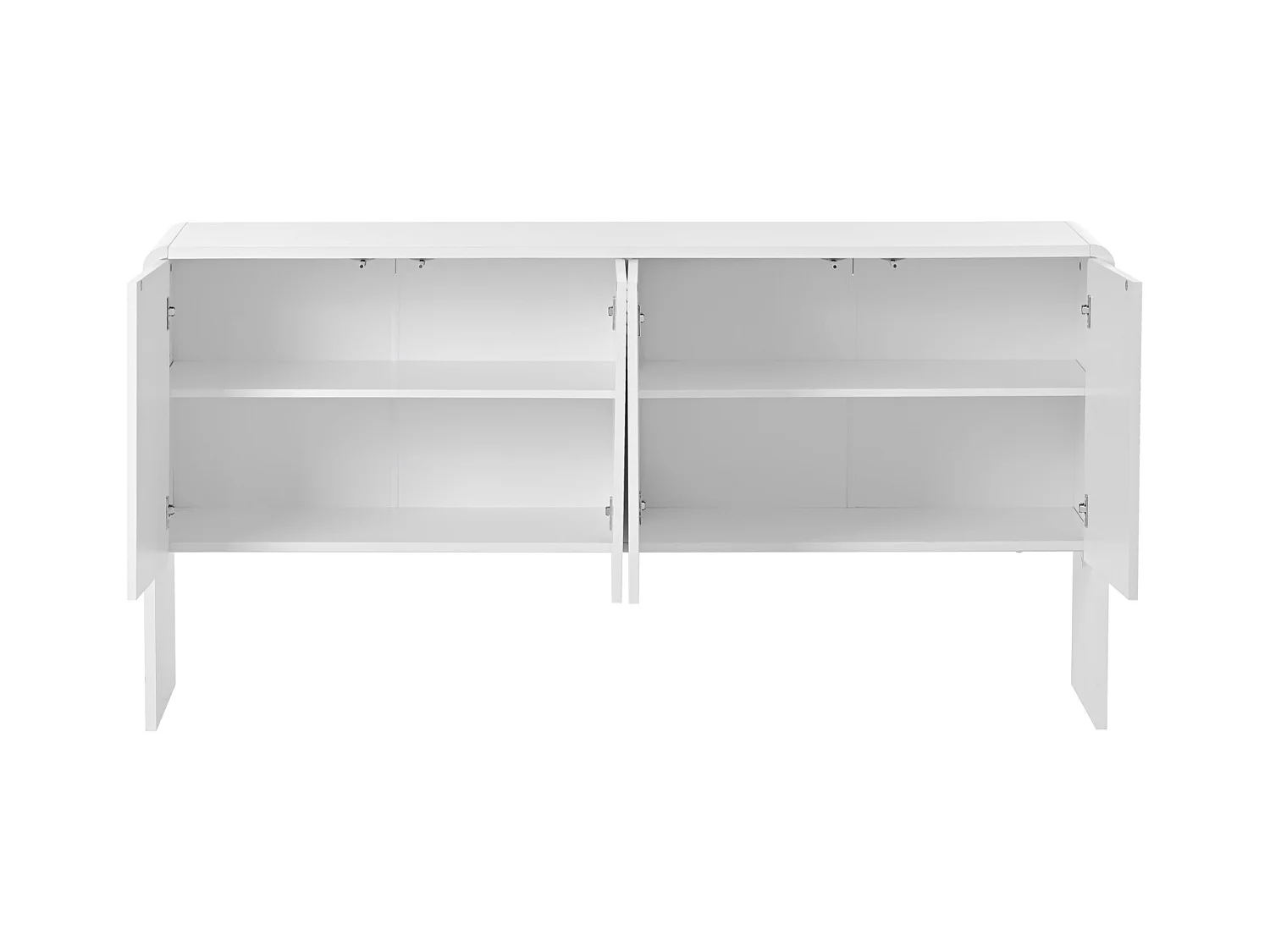 Buffet minimaliste blanc – Grand espace de rangement – 4 portes avec système push-open – Meuble pour salon et entrée