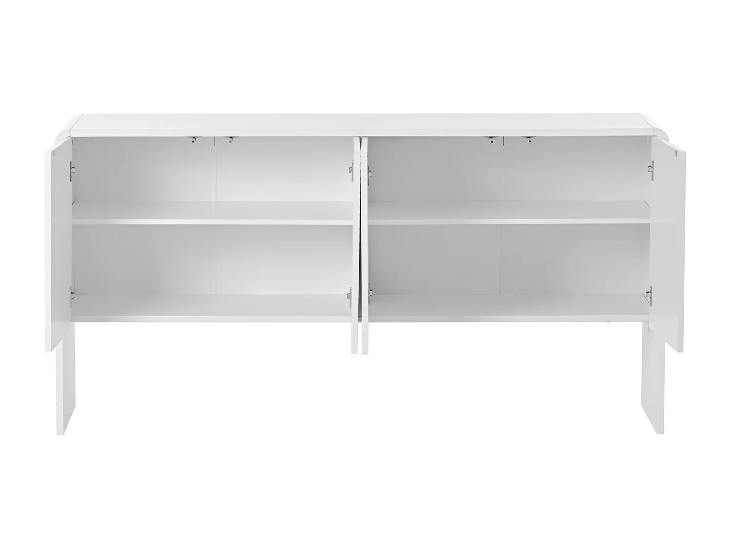 Aparador minimalista blanco – Gran espacio de almacenaje – 4 puertas con sistema push-open – Mueble para salón y entrada