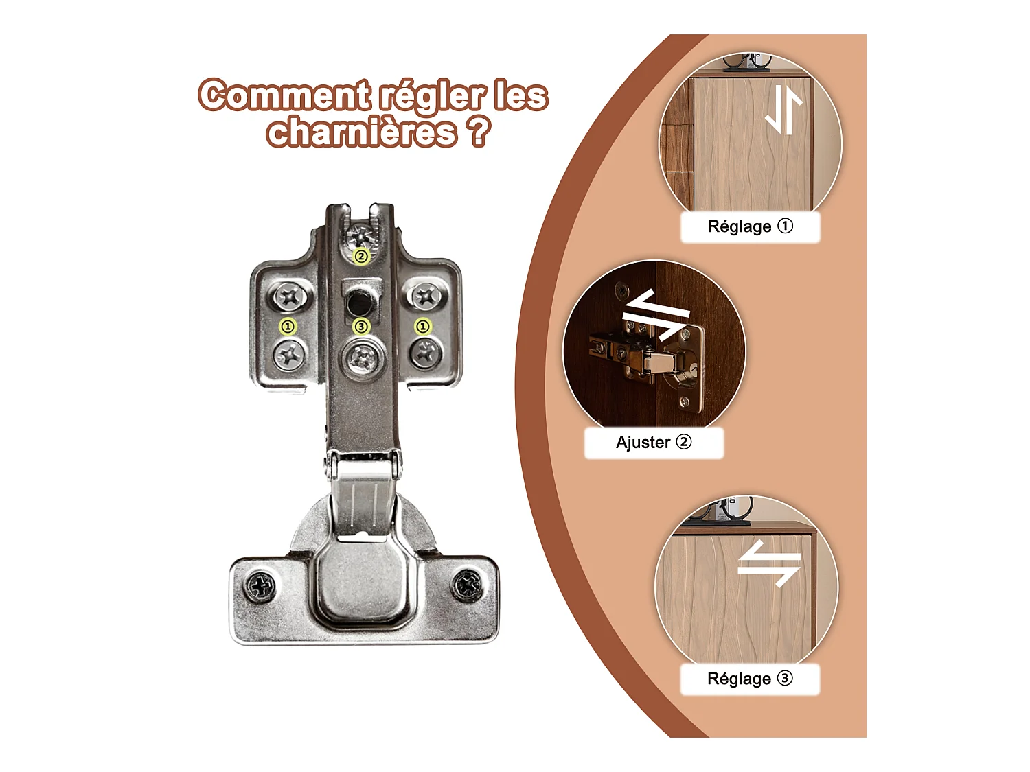 Buffet en chêne foncé 150 cm, 3 tiroirs, grand espace de rangement, style Mid Century Modern, idéal cuisine, salon, hall et couloir