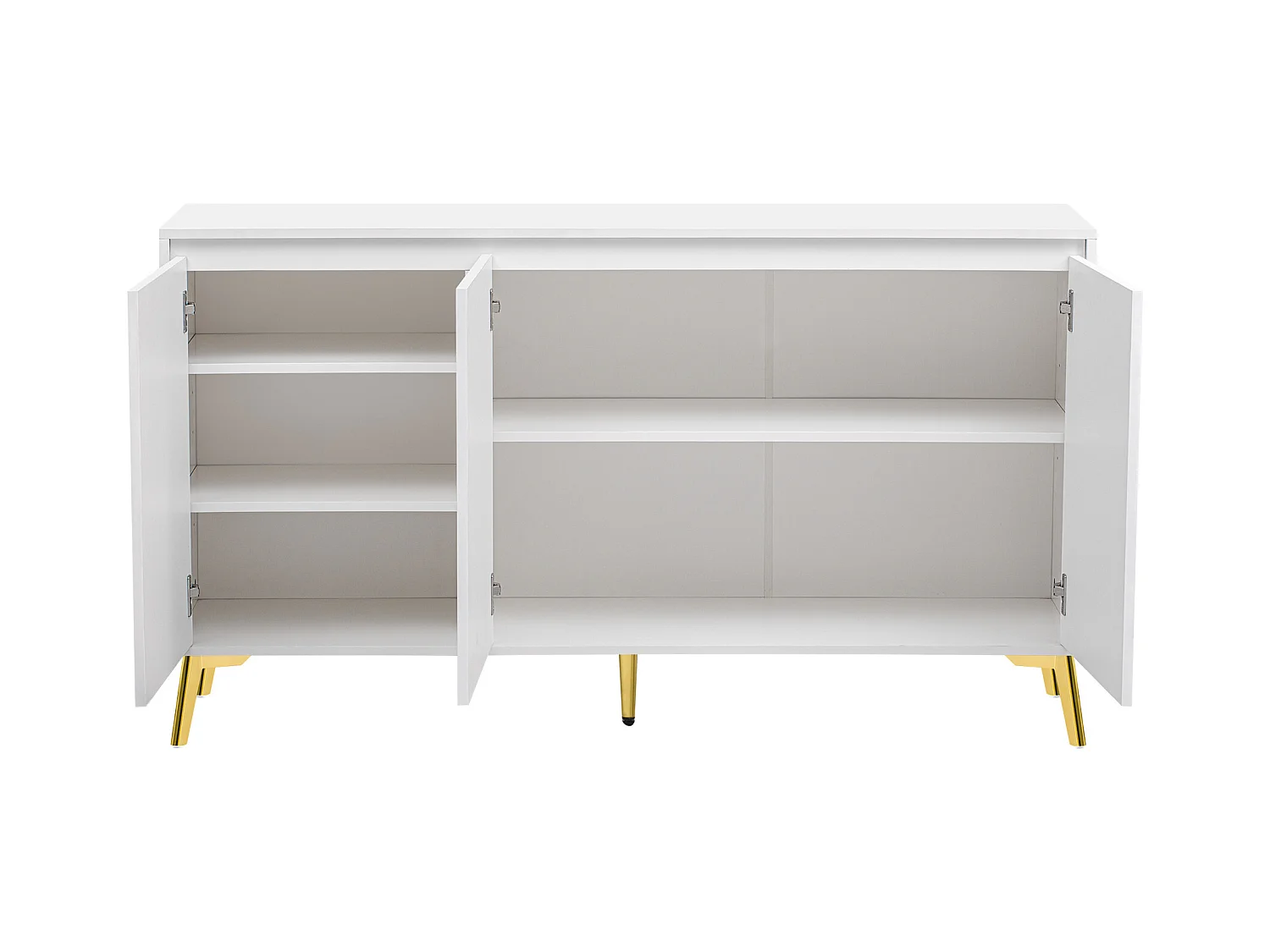 Buffet moderne 3 portes sans poignées avec ligne unique – Meuble élégant pour salle à manger, salon et cuisine – Blanc