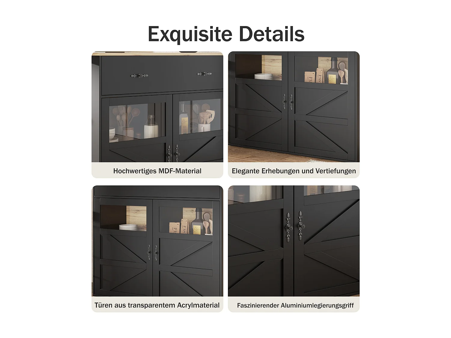 Mesa de bar extensible con espacio de almacenamiento, rotación de 360°, mesa alta móvil moderna con estantes, muebles de cocina, color negro