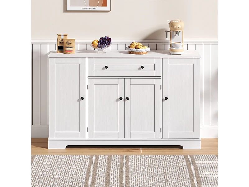 Aparador de cocina multifuncional, puertas y estantes regulables, diseño moderno con dispositivo antivuelco, ideal para cocina, salón