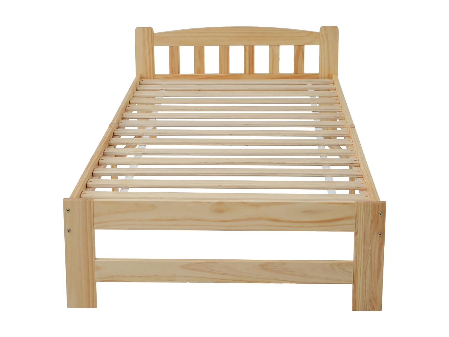Eenpersoonsbed 90x200 cm in natuurlijk massief hout met hoofdeinde en bedbodem – Futon-stijl, voor tieners of volwassenen