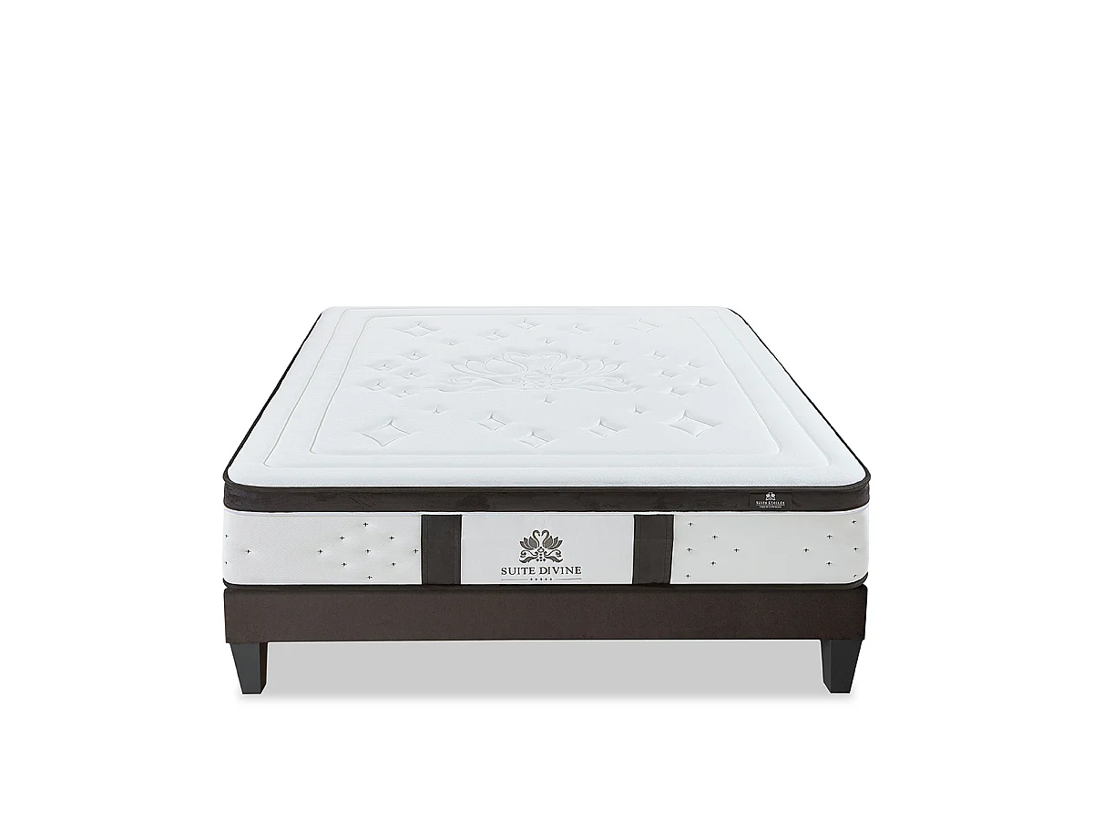 Ensemble Suite Divine 160x200 cm Matelas Mousse + Sommier Bois