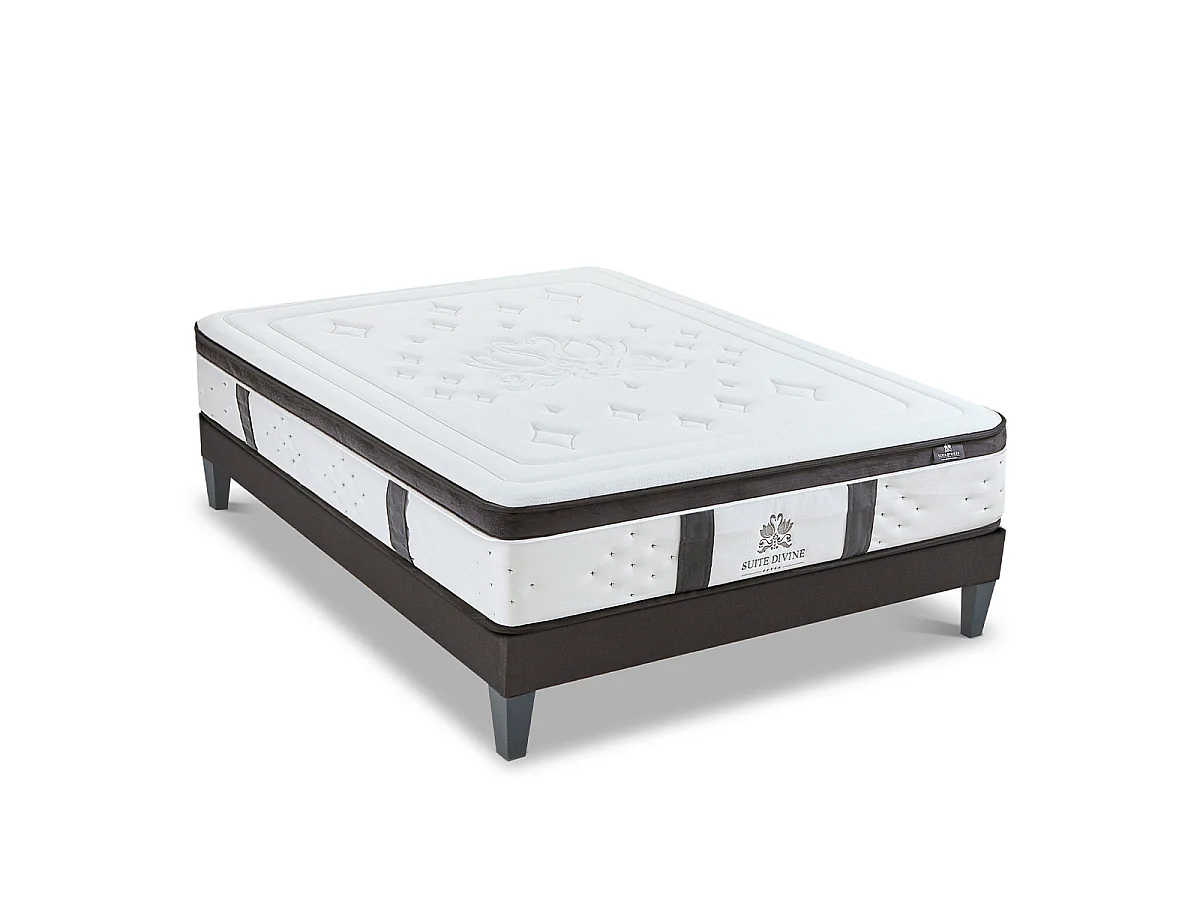 Ensemble Suite Divine 160x200 cm Matelas Mousse + Sommier Bois