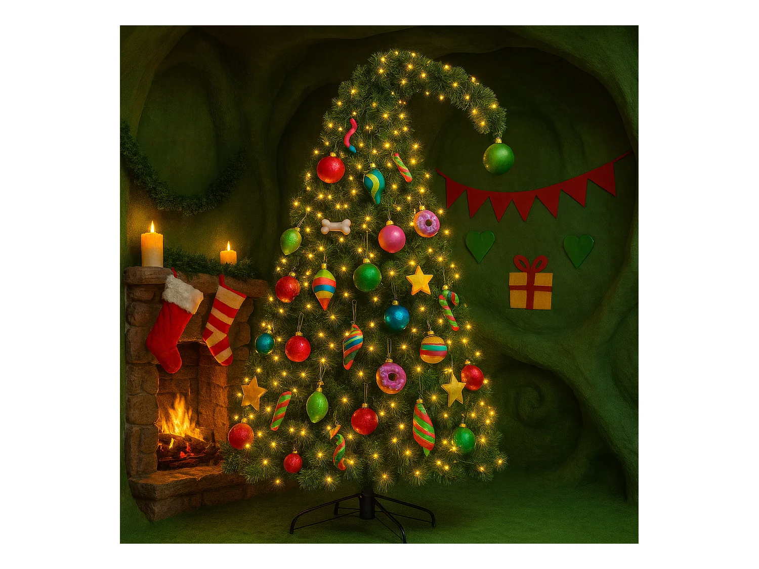 Grinch - Árbol de Navidad Tradicional de PVC Ø99x210H, 1093 Puntas