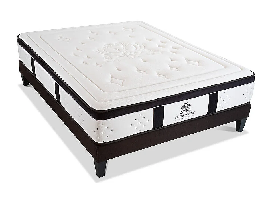SUITE ETOILEE | Ensemble SUITE DIVINE 90x190 cm | Matelas Mémoire de forme + Sommier Bois