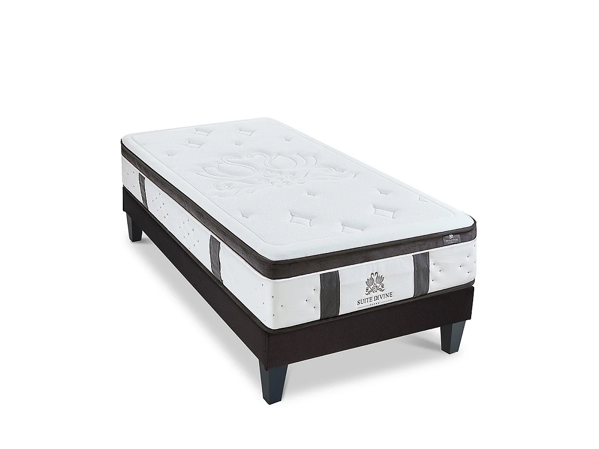 Ensemble Suite Divine 90x190 cm Matelas Mousse + Sommier Bois