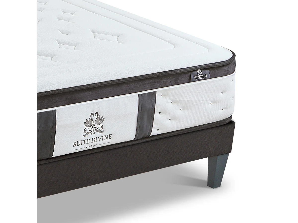 Ensemble Suite Divine 90x190 cm Matelas Mousse + Sommier Bois