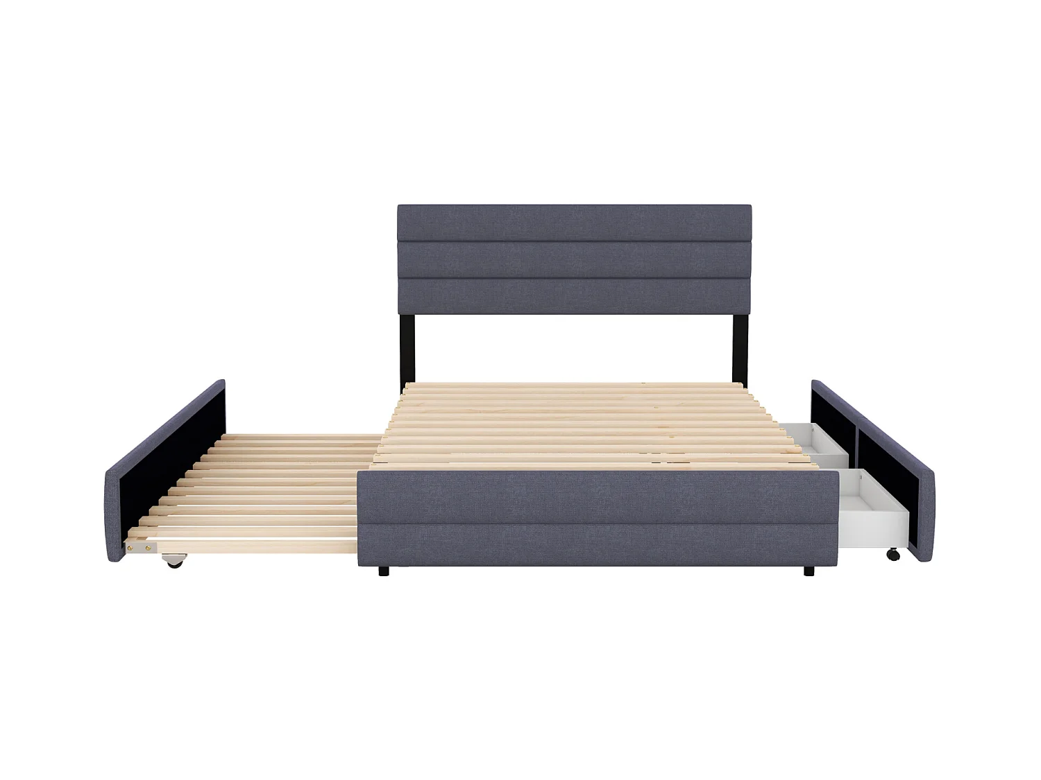 Plattformbett 140x200 cm grau für zwei Personen – Mit zwei Schubladen