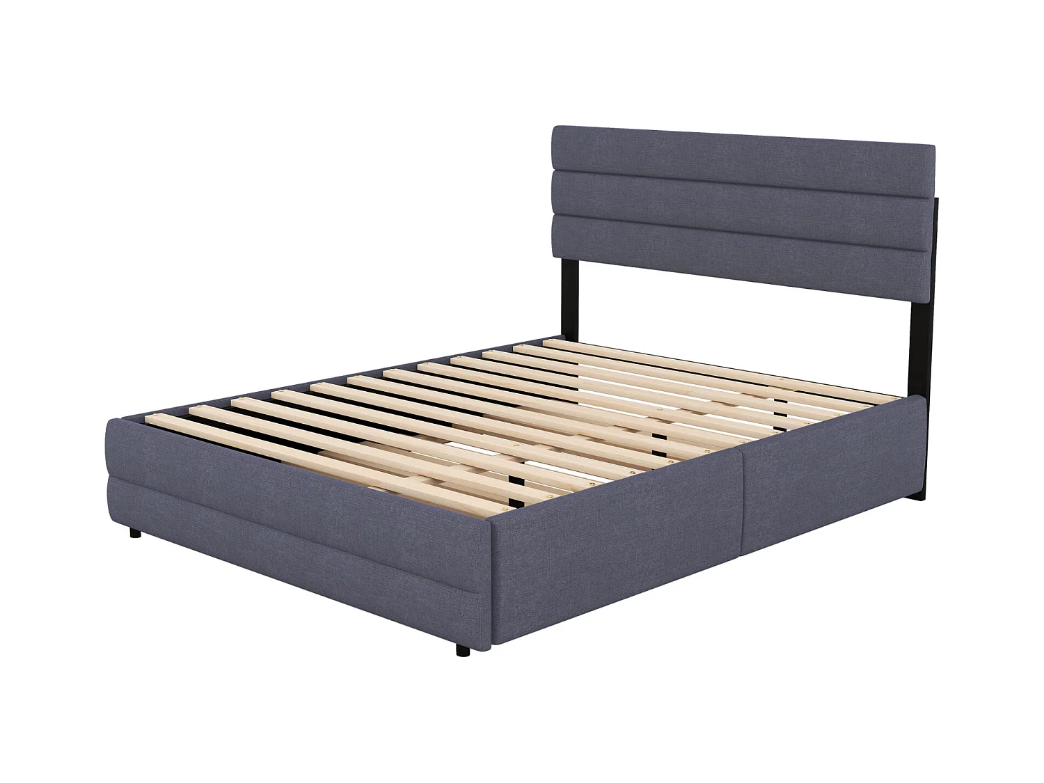 Plattformbett 140x200 cm grau für zwei Personen – Mit zwei Schubladen