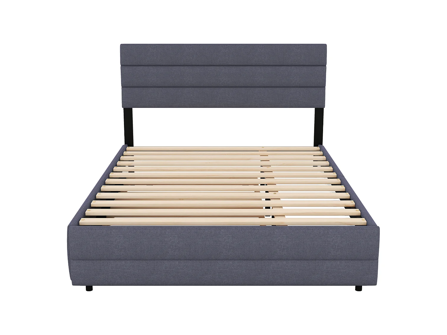 Lit plateforme 140x200 cm gris pour deux personnes – Avec deux tiroirs de rangement