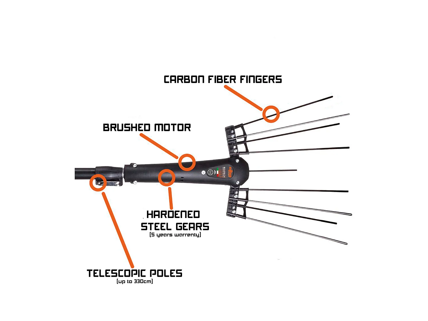 Etna Tremor 330 - Abanador Eléctrico 12V para Azeitonas 370W 1110 bpm com haste telescópica de 330 cm