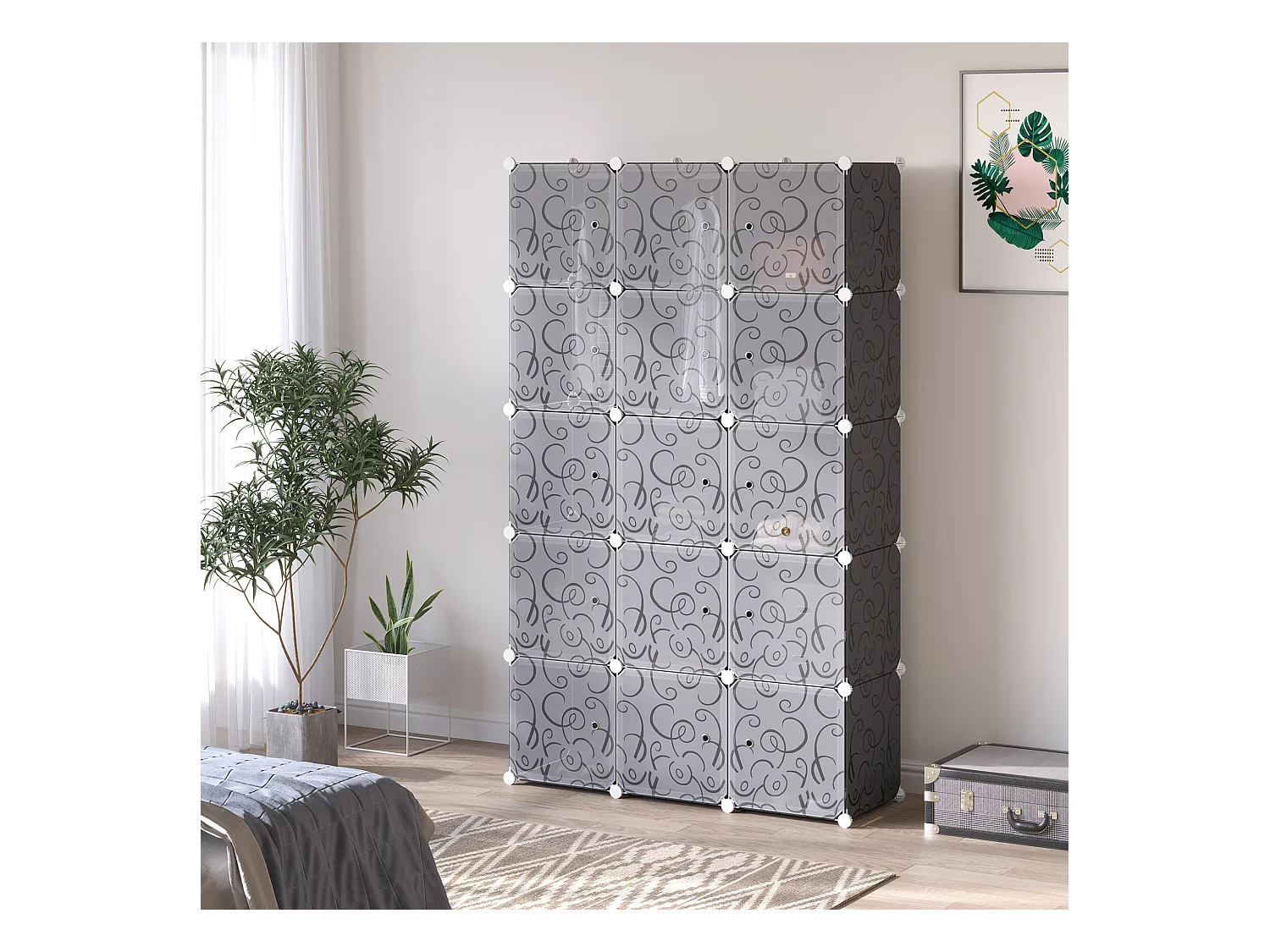 Système modulable DIY avec 2 grands et 9 petits cubes – Meuble à chaussures et étagères de rangement pour livres et jouets, noir