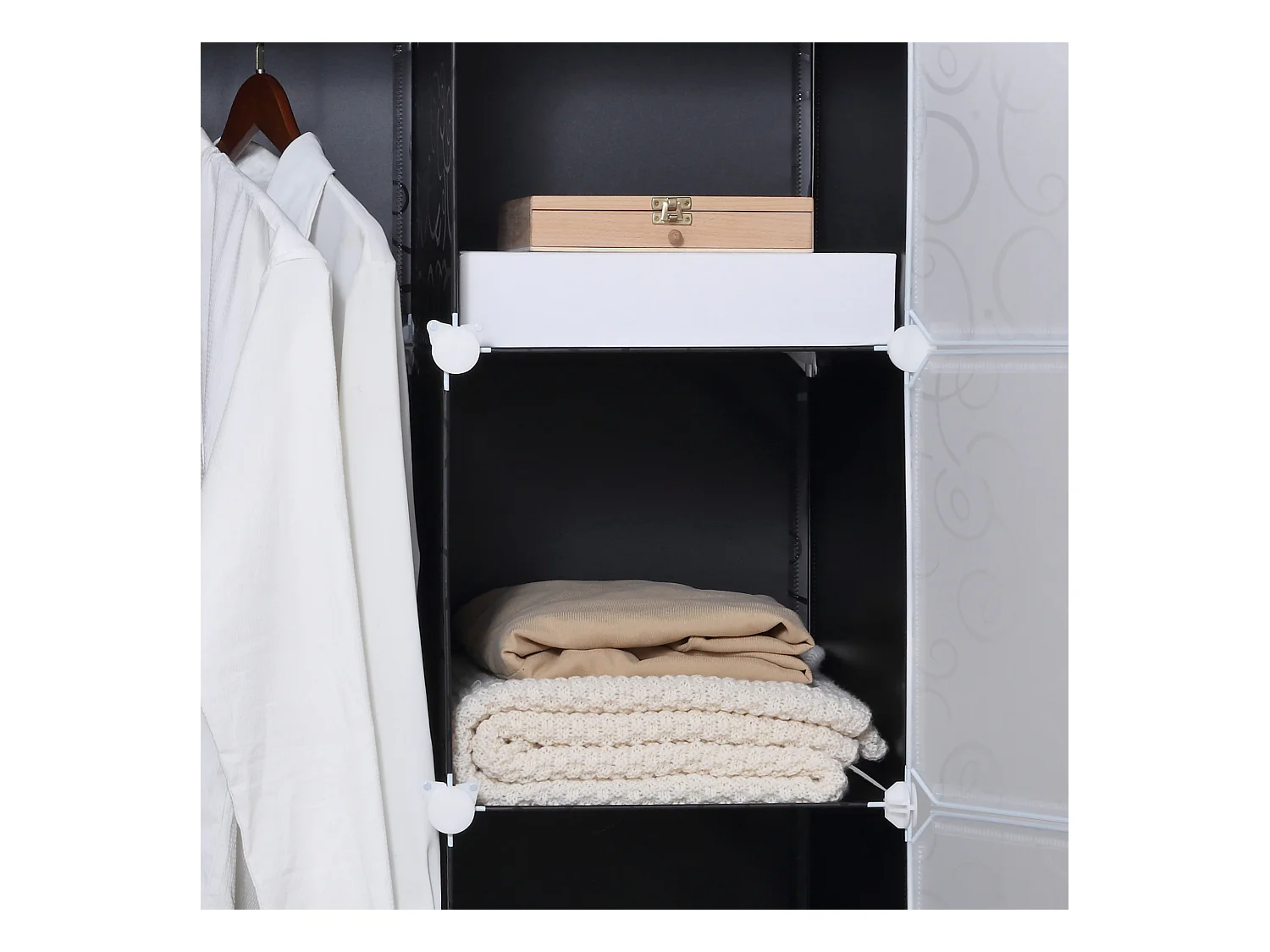 Système modulable DIY avec 2 grands et 9 petits cubes – Meuble à chaussures et étagères de rangement pour livres et jouets, noir