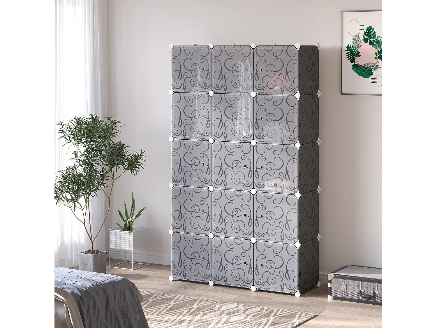 Sistema modular faça você mesmo com 2 cubos grandes e 9 pequenos - Sapateira e prateleiras para livros e brinquedos, preto