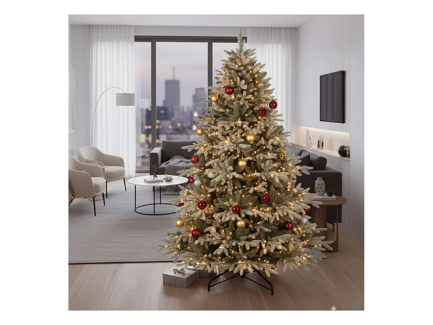 Pinaceae - Árvore de Natal Tradicional Tipo Pinheiro Prateado em PE e PVC Ø124x180H, 1067 Pontas