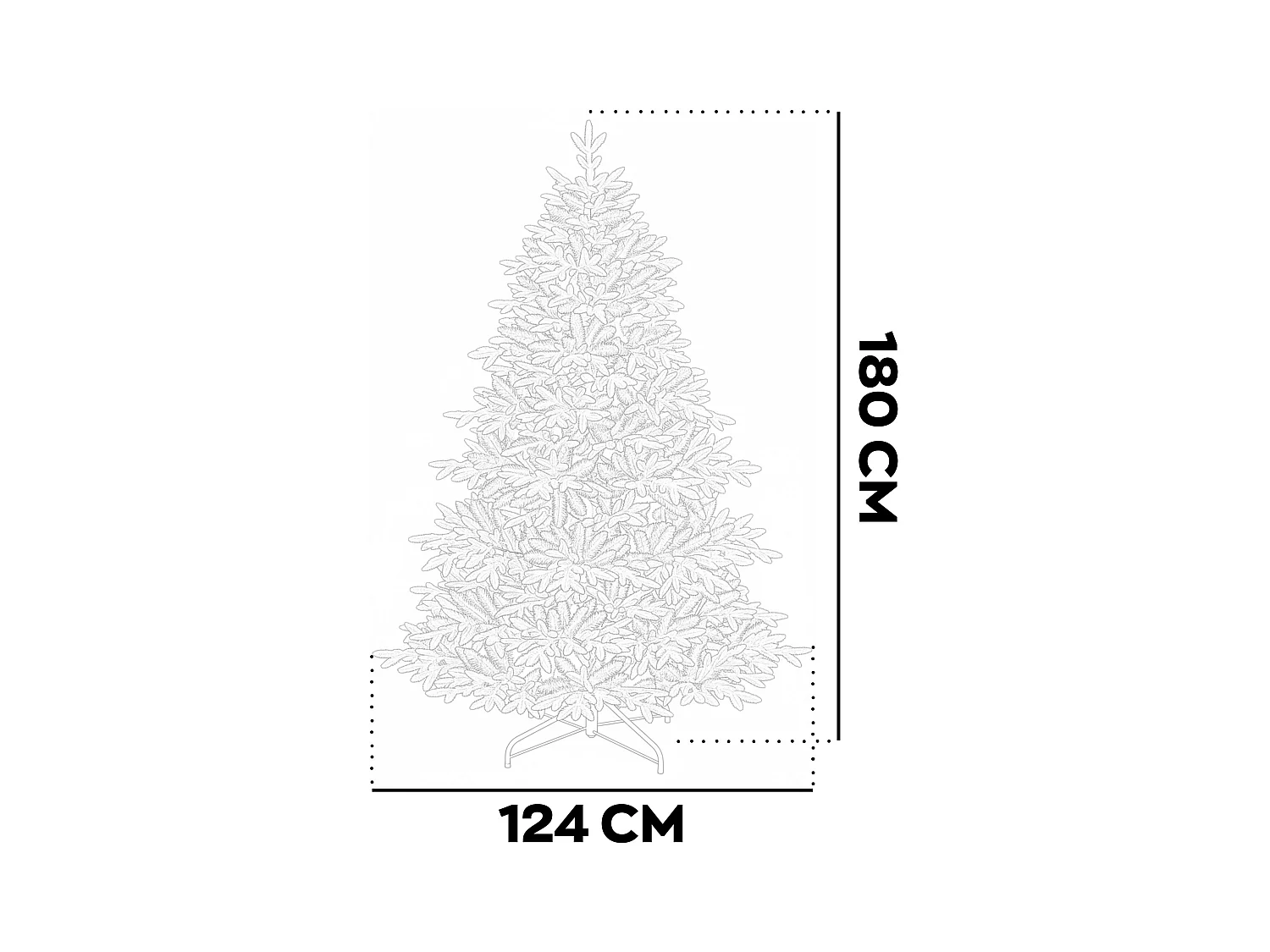 Pinaceae - Árvore de Natal Tradicional Tipo Pinheiro Prateado em PE e PVC Ø124x180H, 1067 Pontas