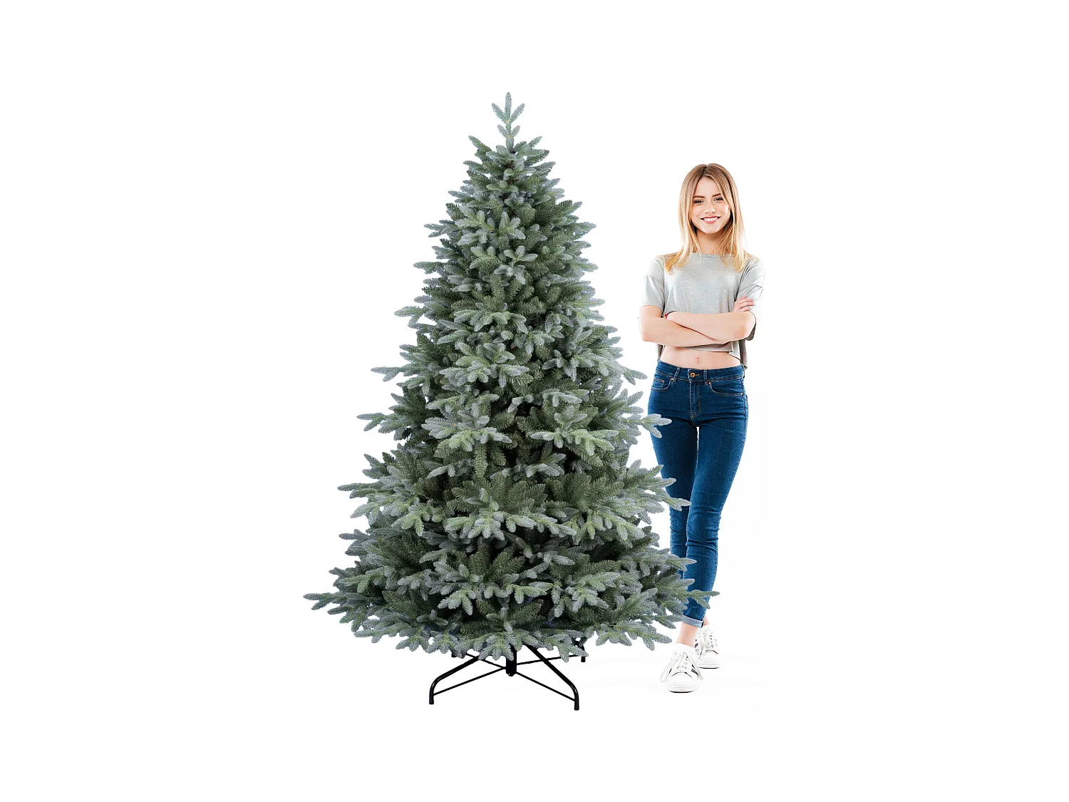 Pinaceae - Árvore de Natal Tradicional Tipo Pinheiro Prateado em PE e PVC Ø124x180H, 1067 Pontas