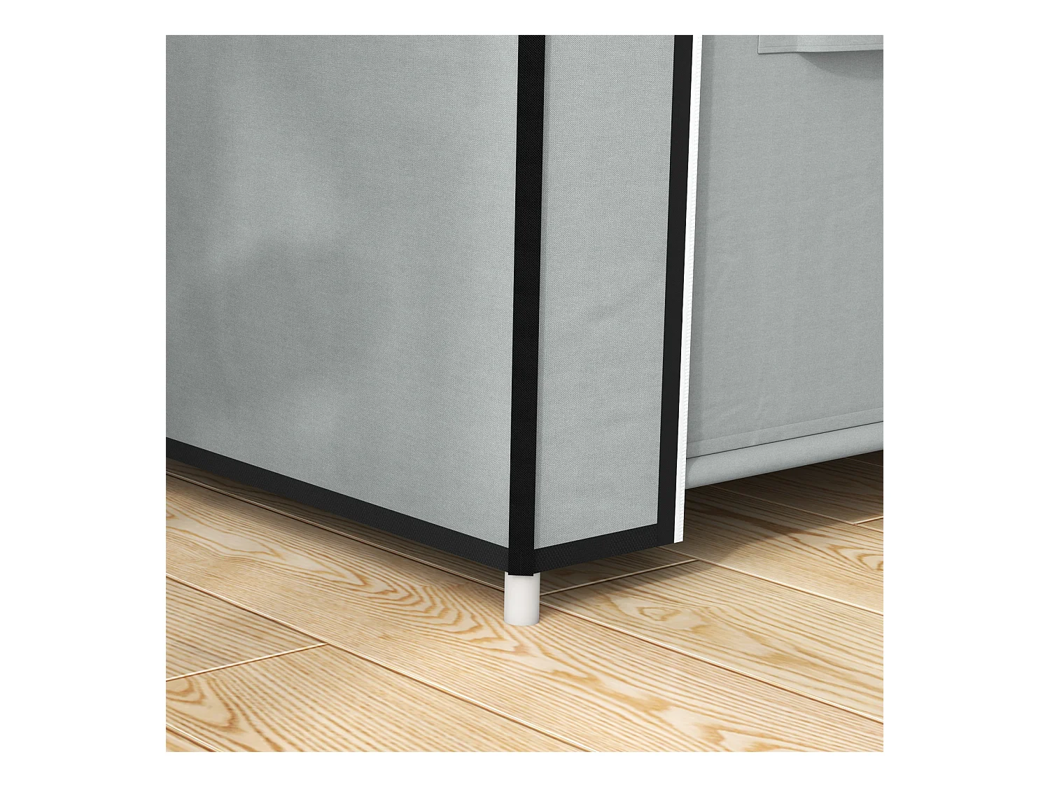 Armoire pliante en tissu gris clair – 5 compartiments avec tringle à vêtements et fermeture éclair, pratique et gain de place