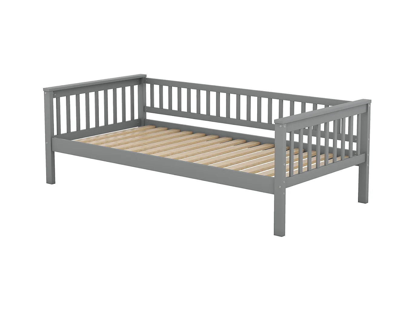Litera funcional de 90x200 cm en madera gris – Con cajones y convertible en cama, para niños