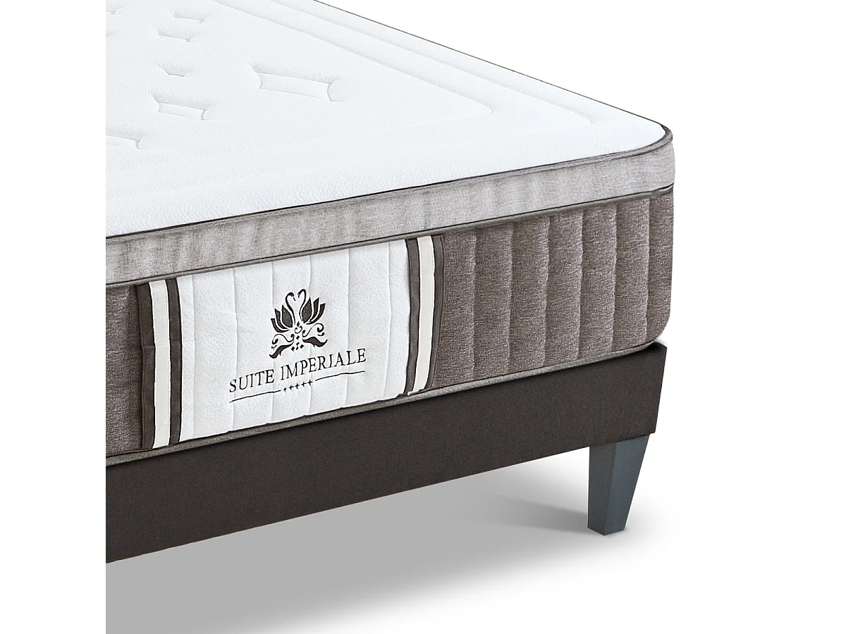Ensemble Suite Impériale 90x200 cm Matelas Ressorts ensachés + Sommier Bois