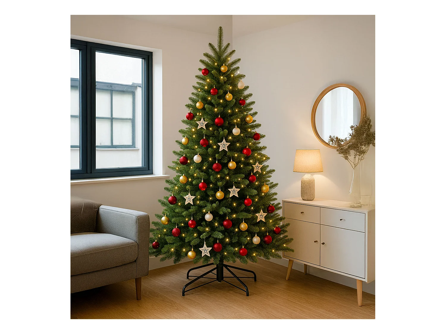 Amstel - Árvore de Natal Tradicional em PE e PVC Ø152x240H, 2530 Pontas